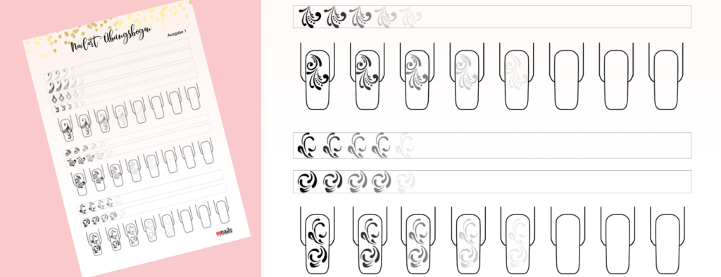 Nailart übungsbögen Zum Ausdrucken: Übungsbögen Nageldesign Nailart (grundlagen) 3er Set