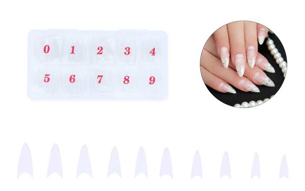 Stiletto Nagel Tips Klar-Sortierbox 100 Stück