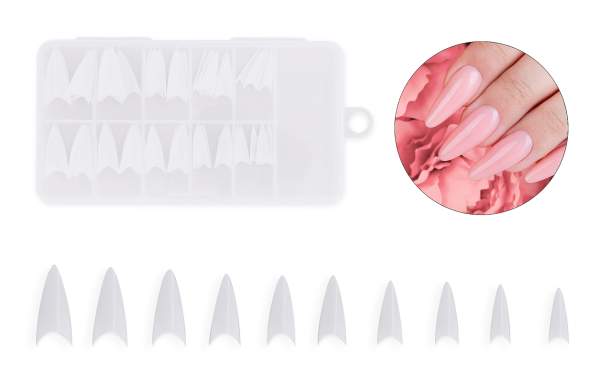 Stiletto Nagel Tips Natur-Sortierbox 100 Stück
